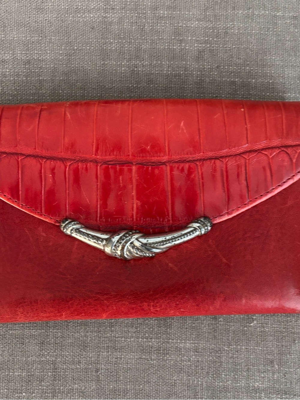 Brighton Red Leather Knot-Accent Clutch